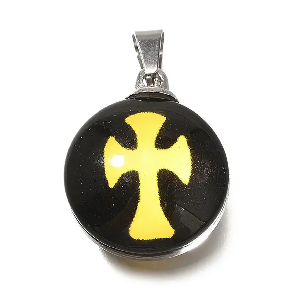 Flat Round 201 Stainless Steel Acrylic Pendants