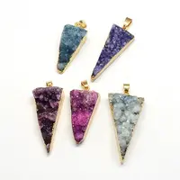 Plated Natural Druzy Agate Triangle Pendants