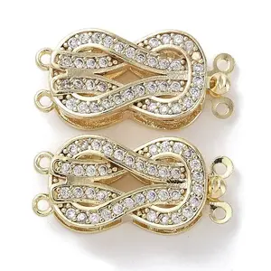 Brass Micro Pave Clear Cubic Zirconia Box Clasps Knot