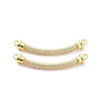 Brass Micro Pave Clear Cubic Zirconia Normal Link Connectors