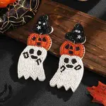 Halloween Style Black Hat Pumpkin Ghost Beaded Stud Earrings for Women