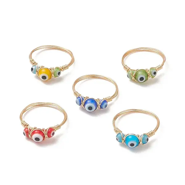 Lampwork Evil Eye Finger Ring