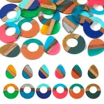 24Pcs 12 Styles Resin & Walnut Wood Pendants