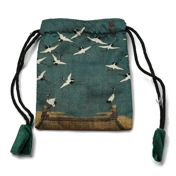 Rectangle Chinese Style Cloth Jewelry Drawstring Gift Bags for Earrings
