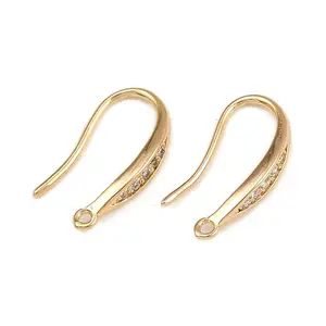 Brass Micro Pave Clear Cubic Zirconia Earring Hooks
