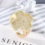 Brass Micro Pave Clear Cubic Zirconia Open Cuff Rings for Women