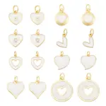 16Pcs 8 Styles Brass Enamel Charms