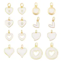 16Pcs 8 Styles Brass Enamel Charms