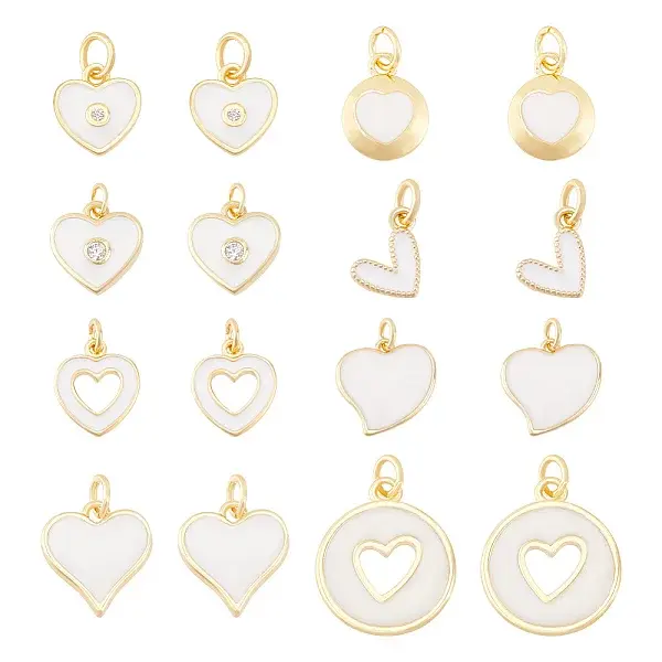 16Pcs 8 Styles Brass Enamel Charms