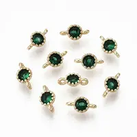 Brass Micro Pave Green Cubic Zirconia Links Connectors