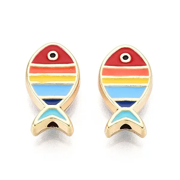 Light Gold Tone Alloy Enamel Beads