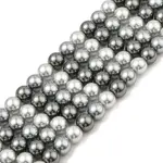 Baking Paint Pearlized Glass Pearl Round Bead Strands