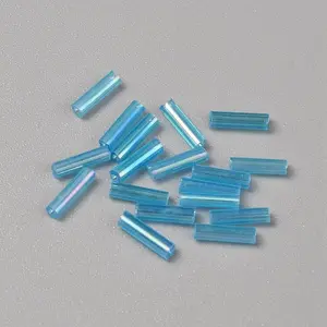 300Pcs Transparent Glass Round Bugle Beads