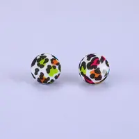 Printed Round with Leopard Print Pattern Silicone Focal Beads