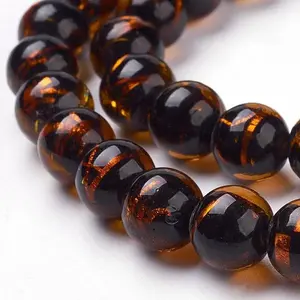 Handmade Silver Foil Lampwork Beads Strands