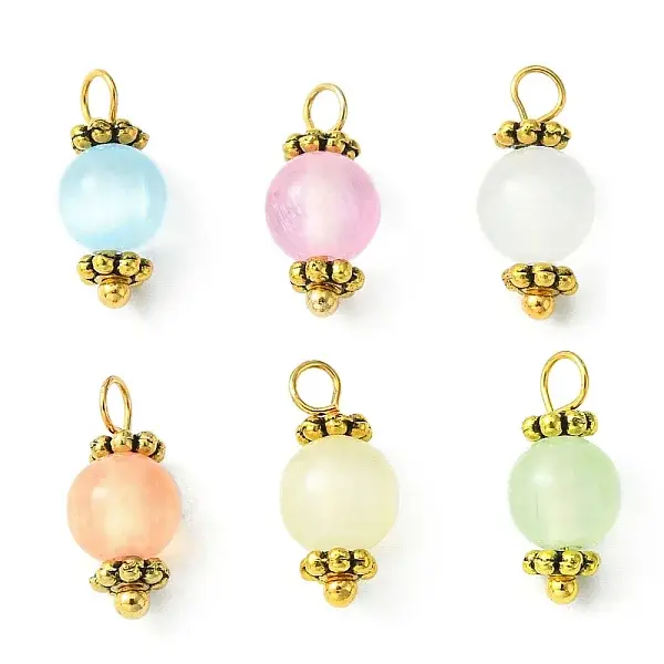 Natural Selenite Dyed Round Charms