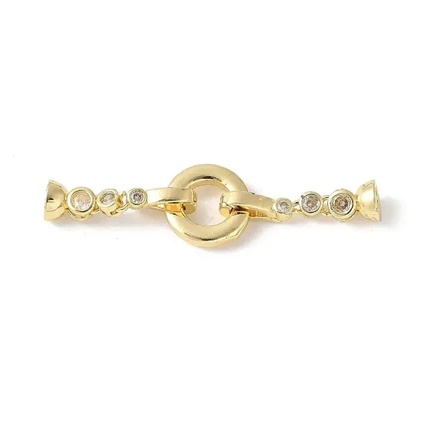 Brass Pave Clear Cubic Zirconia Fold Over Clasps