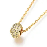 Brass Micro Pave Clear Cubic Zirconia Pendant Necklaces
