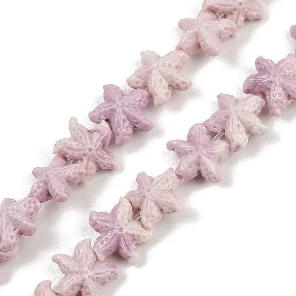 Synthetic Coral Dyed Carved Beads Strands