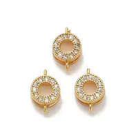 Brass Micro Pave Clear Cubic Zirconia Donut Connector Charms
