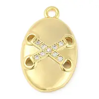 Cross Theme Real 18K Gold Plated Brass Micro Pave Clear Cubic Zirconia Pendants