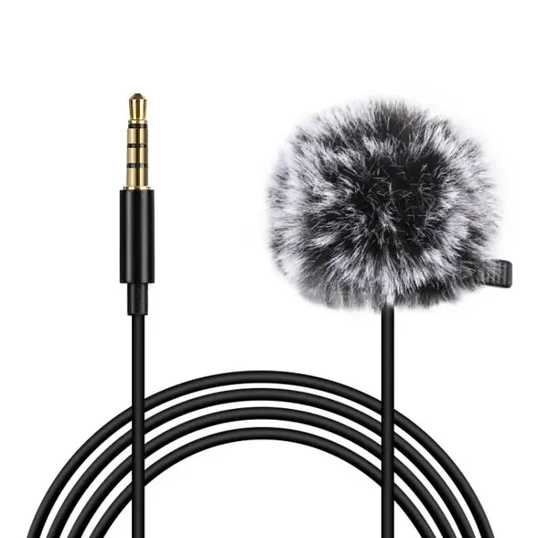 PULUZ PU424 Lavalier mikrofón s klipom 3.5mm mini jack, 1.5m, čierny