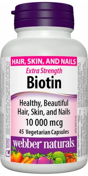 WEBBER NATURALS Biotin 10 000 mcg 45 vegetariánskych kapsúl