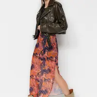 Trendyol Orange Patterned Maxi Length Lace Detail Tulle Stretch Knitted Skirt