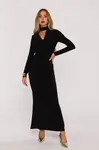 Elegantné maxi šaty s opaskom - čierne