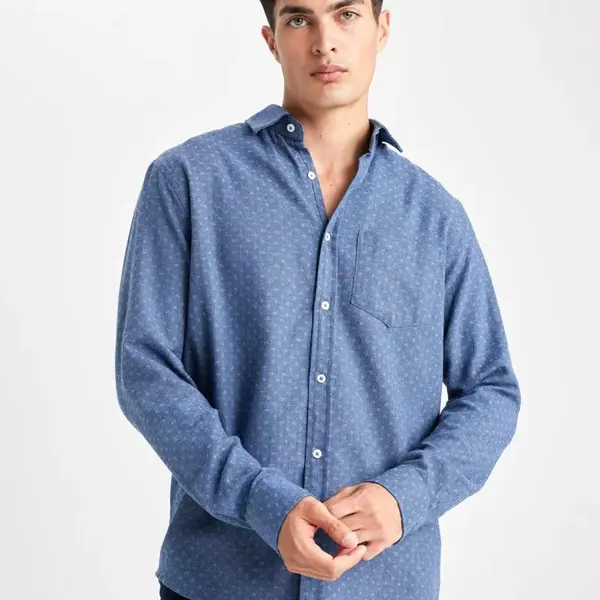DEFACTO Regular Fit Textured Pocket Detail Long Sleeve Shirt