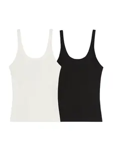 Bershka Top  čierna / biela