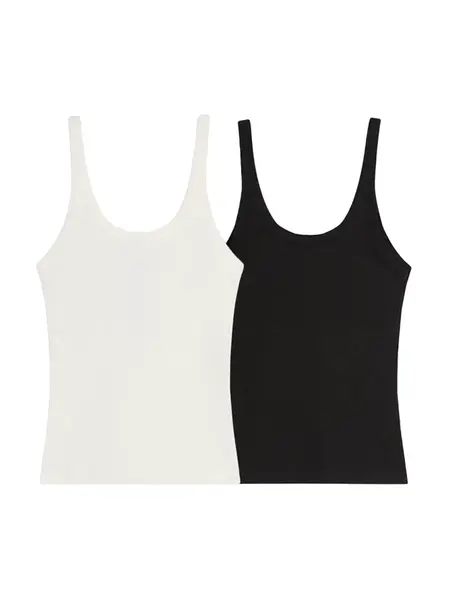 Bershka Top  čierna / biela