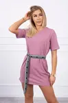 Dress with decorative belt navy pink