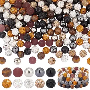 200Pcs 10 Style DIY Round Beads Jewelry Making Finding Kits