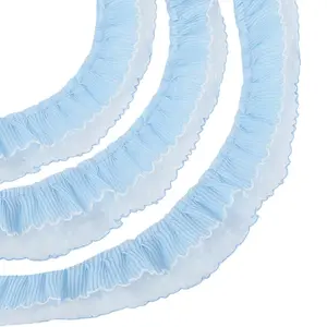 1M 2-Layer Fibre Mesh Polka Dot Pleated Lace Ribbon
