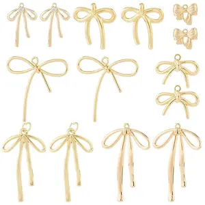 14Pcs 7 Style Brass Micro Pave Clear Cubic Zirconia Pendants