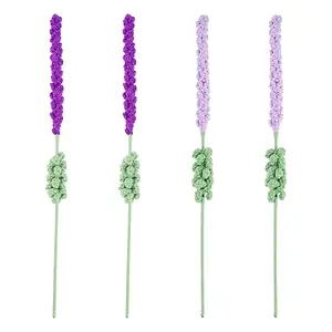 4Pcs 2 Colors Crochet Polyester Lavender Flower Ornaments