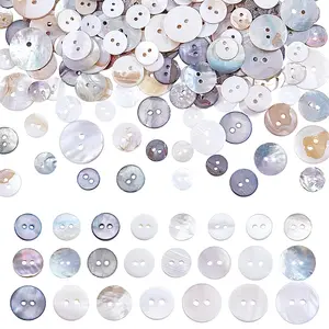 230Pcs 23 Styles 2-Hole Shell Flat Round Buttons