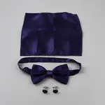 Polyester Pocket Towel Accessories & Bowknot Ties & Iron Cuffinks Sets