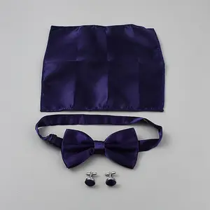 Polyester Pocket Towel Accessories & Bowknot Ties & Iron Cuffinks Sets