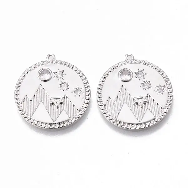 Brass Micro Pave Clear Cubic Zirconia Pendants