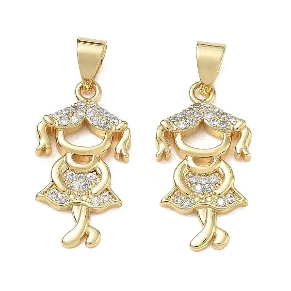 Brass Micro Pave Clear Cubic Zirconia Pendants