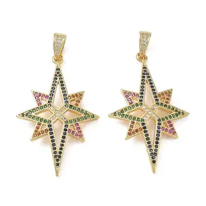 Brass Micro Pave Colorful Cubic Zirconia Pendants