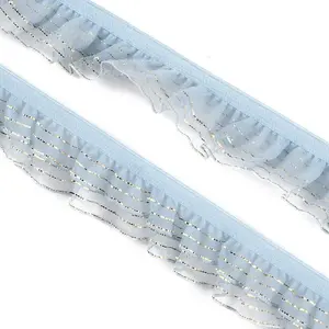 Double Tiers Pleated Chiffon Polyester Ribbons