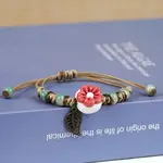 Adjustable Handmade Porcelain Flower Beads Braided Beads Bracelets