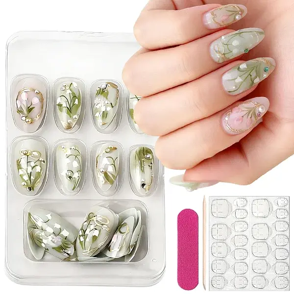 1Set Plastic Full Cover Press On False Nails