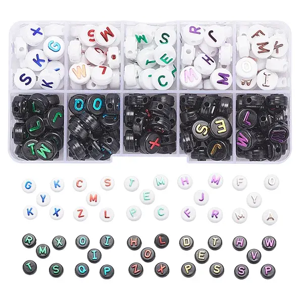 180Pcs 10 Style Opaque Black Acrylic Beads