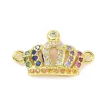 Golden Brass Micro Pave Cubic Zirconia Connector Charms