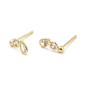 Clear Cubic Zirconia Teardrop Stud Earrings