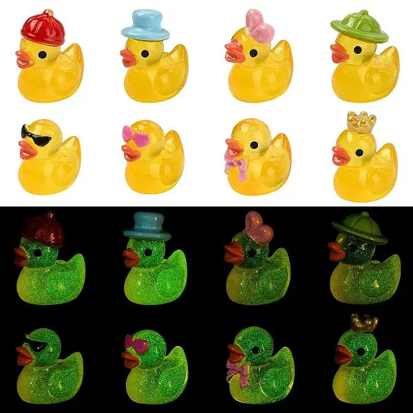 40Pcs 8 Styles Resin Duck Miniature Model